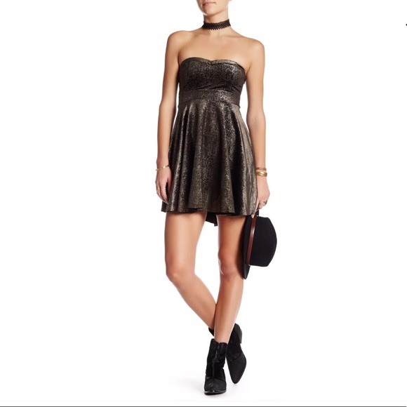 Free People Fit Flare Shattered Strapless Dress - Picture 5 of 11